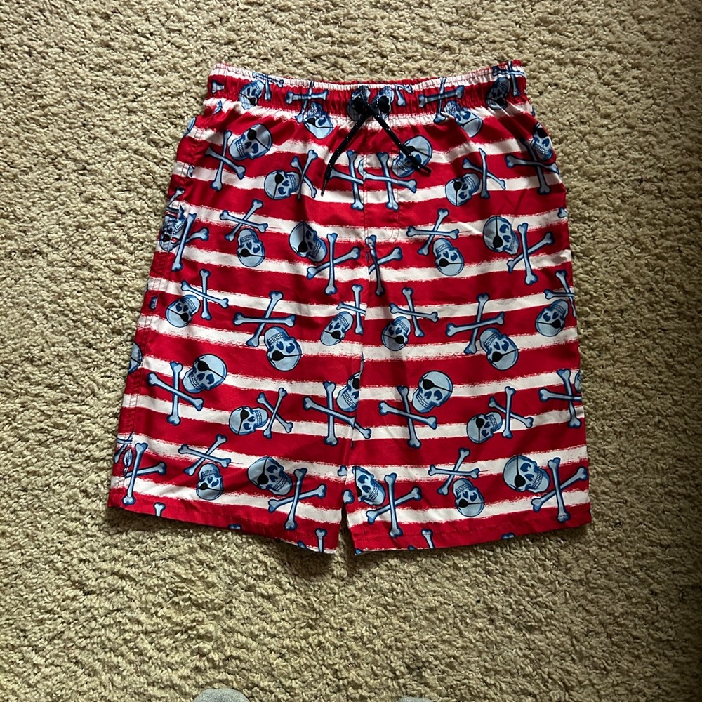 Wonder Nation Red and Blue Patterned Swim Shorts